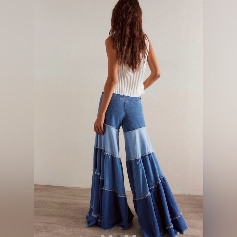 We the Free Dreamscape tiered wide leg jeans